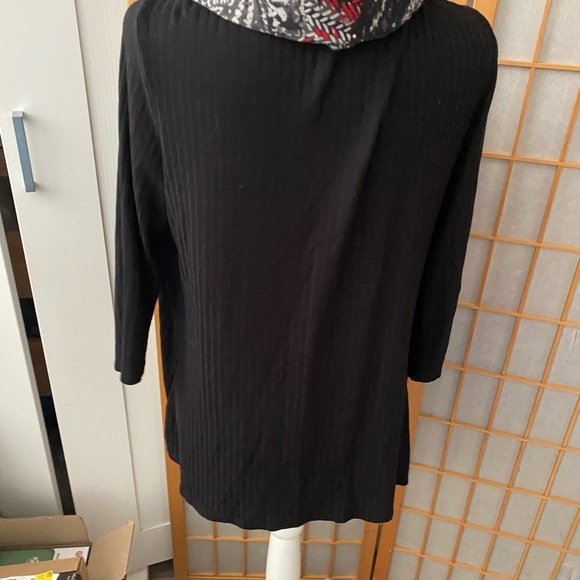 Kim Rogers Black Open Cardigan 2 Piece Set Tank Abstract Infinity Scarf Women S - Picture 7 of 7